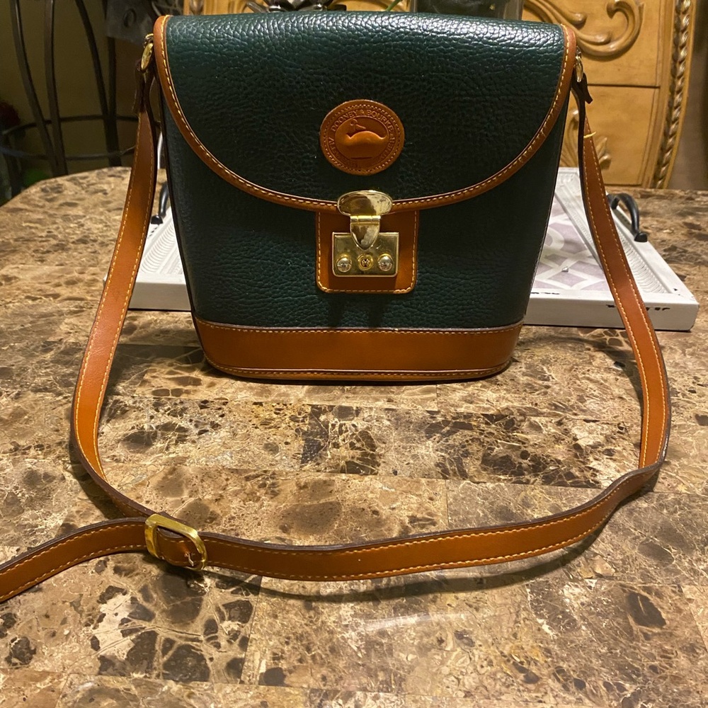 Dooney & Bourke Dark Green and Tan Crossbody Bag